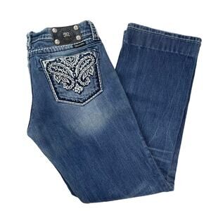 Y2K Miss Me Bootcut Denim Jeans Womens Size 30 JW5367B Distressed Embellished